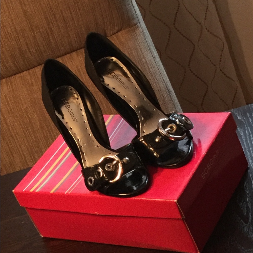Black heels with silver Buckle